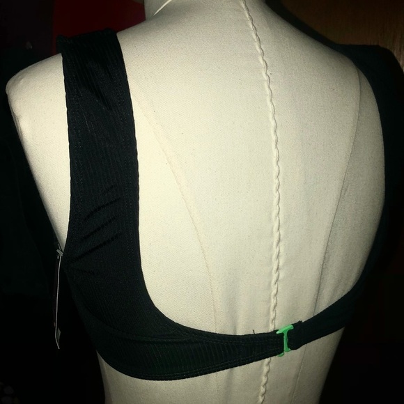 Vintage 90s black neon squares belt and circle cut out bikini top new Medium